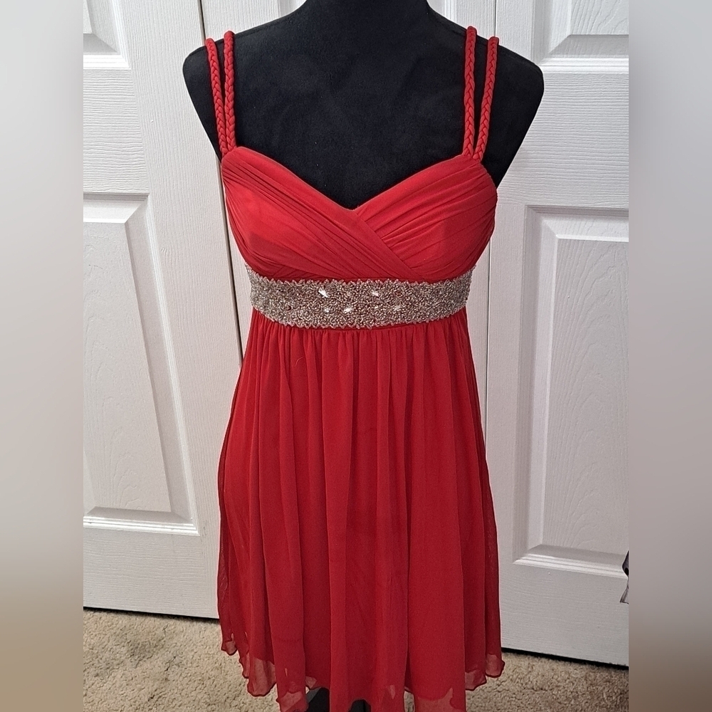City Triangle Red Special Occasion/Holiday Dress With Rhinestones Size M